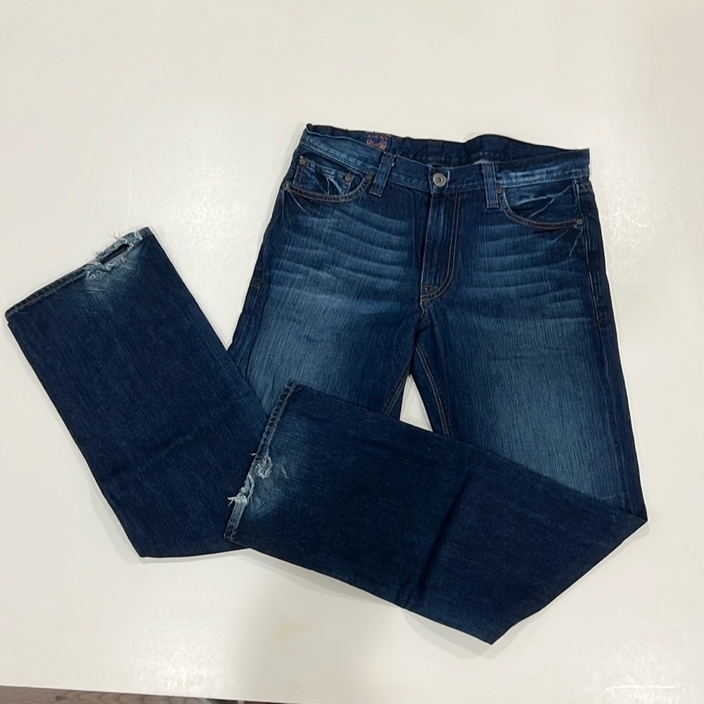 LUCKY BRAND Vintage Straight Size 32 W x 34L Distressed Hem Dark Wash Jeans